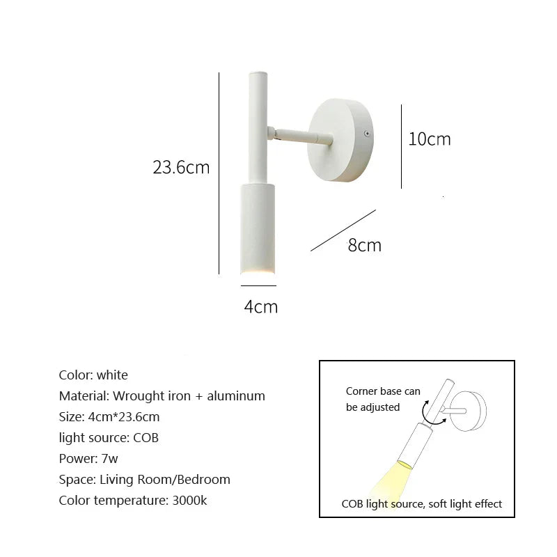 DecorBites™ Adjustable Indoor LED Wall Lamp Spotlight Fixture, Aluminum, Rotatable 350°