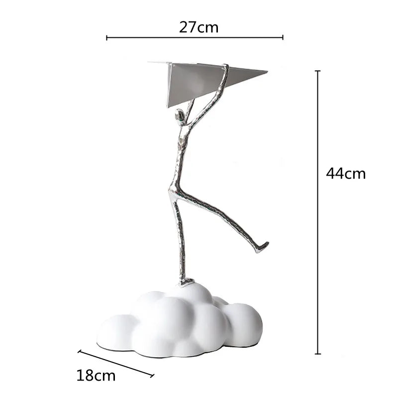 "DecorBites™ Figura de nube de avión de papel de resina para decoración del hogar - Figura abstracta de dibujos animados negra"
