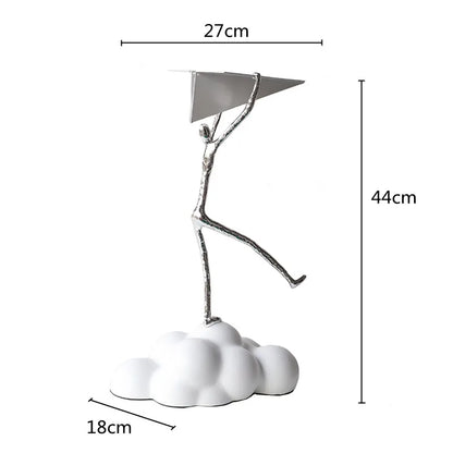 "DecorBites™ Figura de nube de avión de papel de resina para decoración del hogar - Figura abstracta de dibujos animados negra"