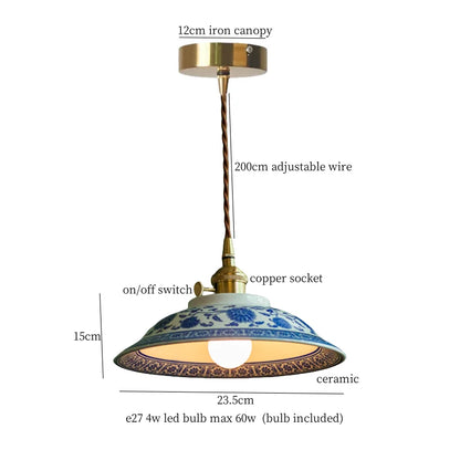 DecorBites™ Cyan Ceramic LED Pendant Light for Loft Cafe Bar Decor