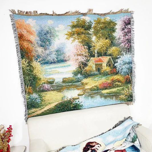 DecorBites™ Linen Cotton Bohemian Jacquard Sofa Blanket