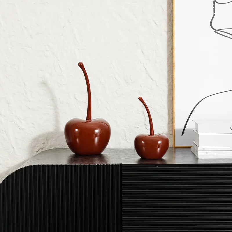 DecorBites™ Chic Red Cherries Resin Ornaments for Home Decor and Table Accessories