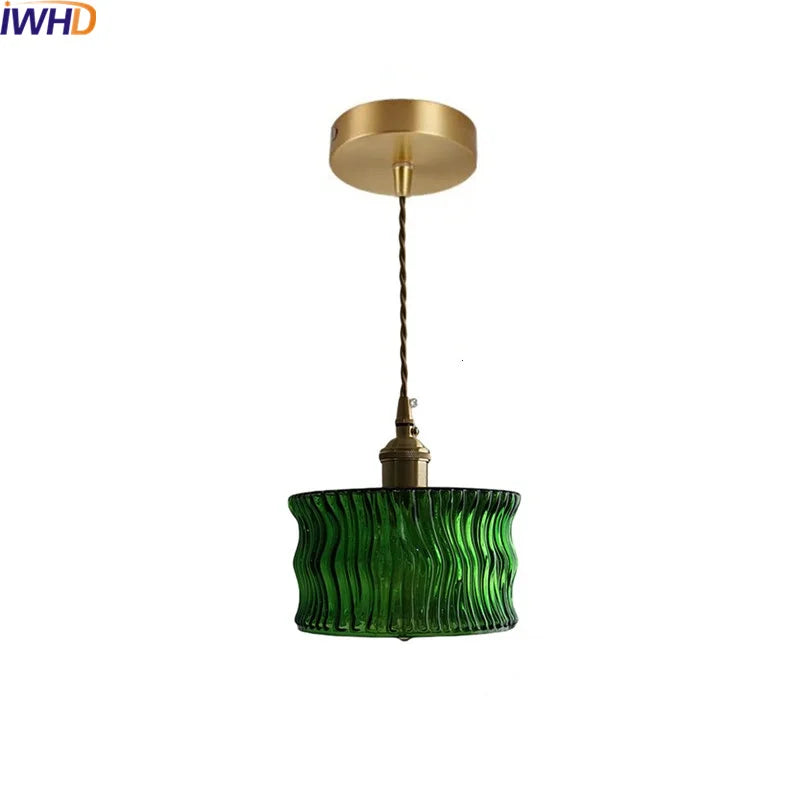 DecorBites™ Green Glass LED Pendant Light - Nordic Modern Hanging Lamp