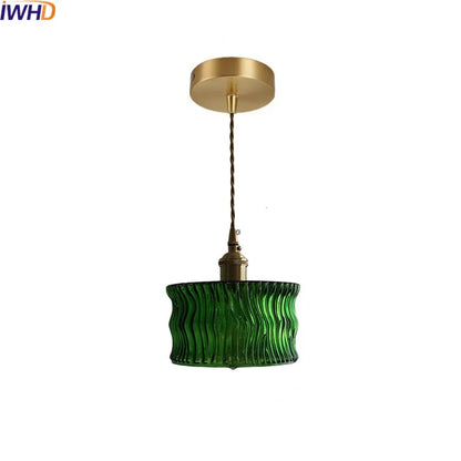 DecorBites™ Green Glass LED Pendant Light - Nordic Modern Hanging Lamp