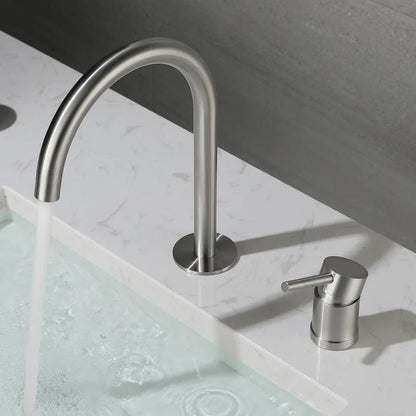 DecorBites™ Brushed Stainless Steel Bathroom Faucet - Deck Mounted Basin Mixer Tap
