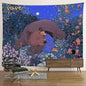 Decobites Psychedelic Tiger Tapestry Wall Hanging - Mysterious Flower Jungle Moon Landscape