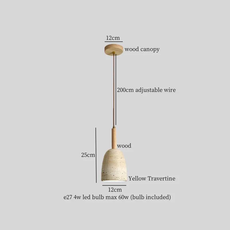 Luces colgantes LED de Piedra de Vidrio Decorbites™ - Travertino Amarillo Lámpara Vintage Colgante