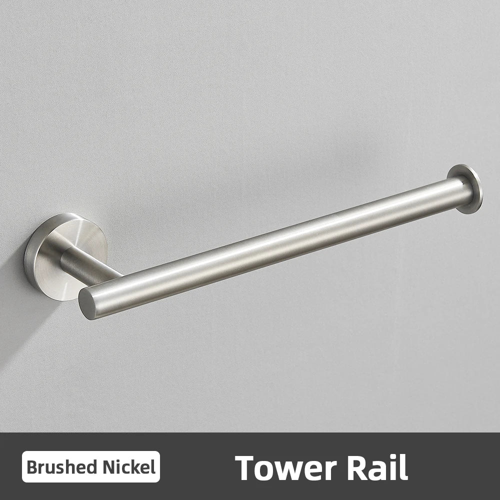 DecorBites™ Brushed Gold Bathroom Accessories Set: Towel Rail, Paper Holder, Hook, Stainless Steel
