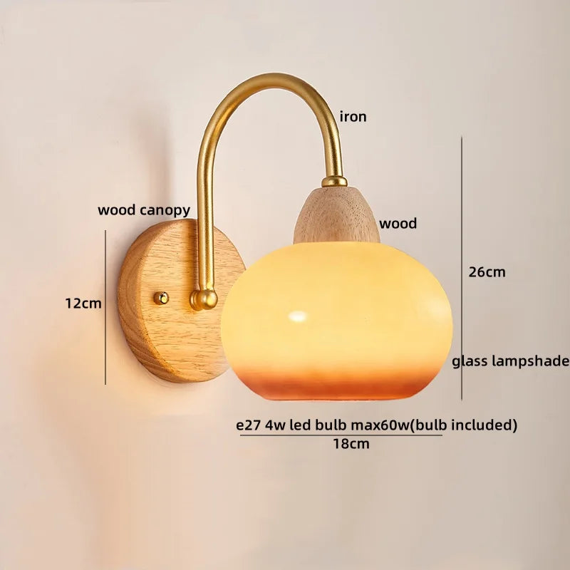 Luces de pared LED de vidrio y madera Decorbites™ Decoración para dormitorio, sala de estar, café, espejo, lámpara de mesita de noche
