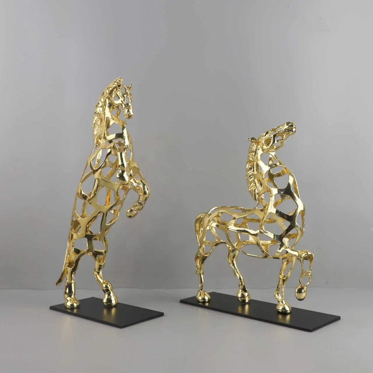 DecorBites™ Golden Horse Metal Sculpture: Elegant Home Decor Figurine