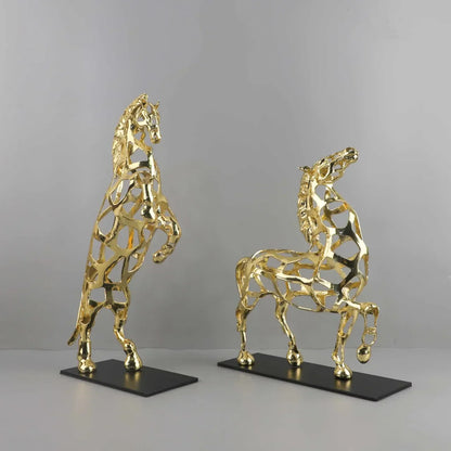 DecorBites™ Golden Horse Metal Sculpture: Elegant Home Decor Figurine