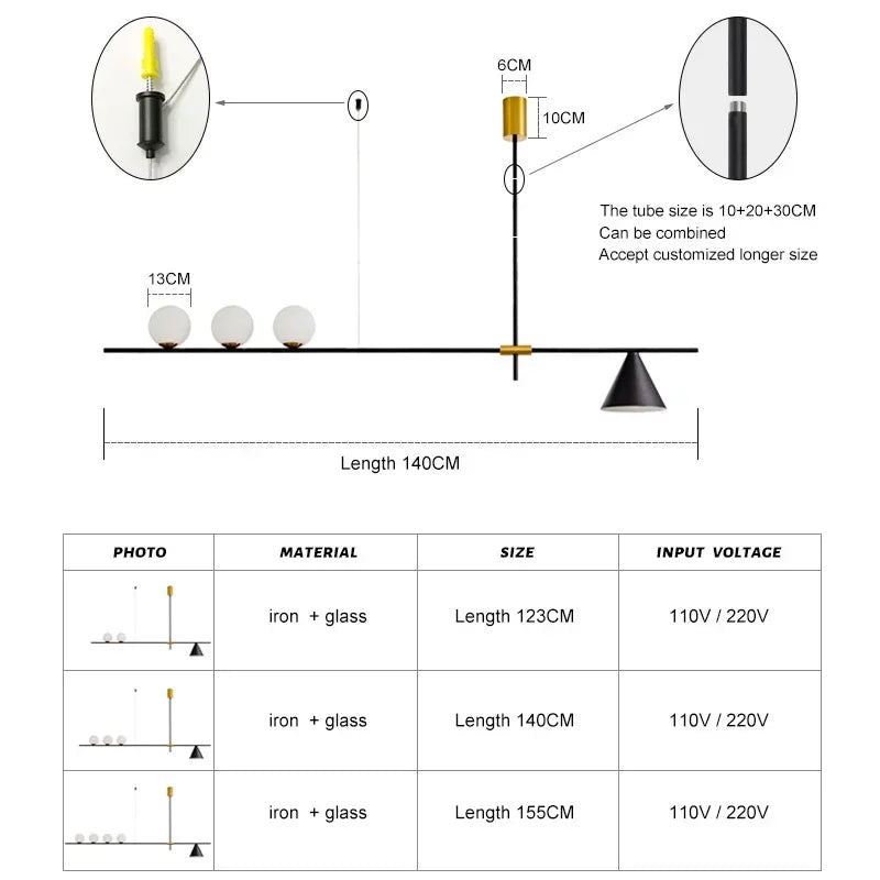 DecorBites™ Glass Chandelier Pendant Light for Dining Room Kitchen Fixtures
