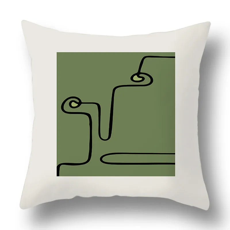 Funda de cojín DecorBites™ con estampado geométrico de plantas verdes - Funda para cojín de sofá