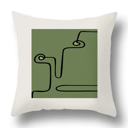 Funda de cojín DecorBites™ con estampado geométrico de plantas verdes - Funda para cojín de sofá