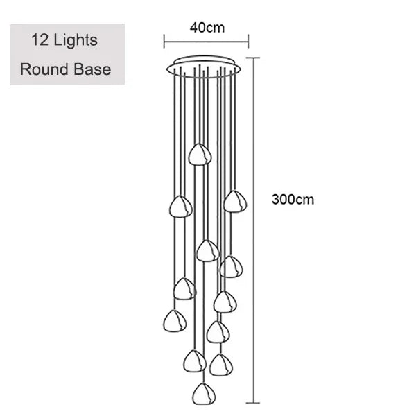 Lámpara de araña DecorBites™ con forma de bola de cristal: Lámpara colgante larga y ajustable para escaleras, ideal para el hogar y restaurantes.