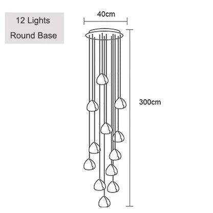 Lámpara de araña DecorBites™ con forma de bola de cristal: Lámpara colgante larga y ajustable para escaleras, ideal para el hogar y restaurantes.