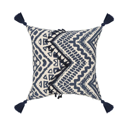 DecorBites™ Ethnic Geometric Printed Tufted Tassels Cushion Cover for Sofa Living Room