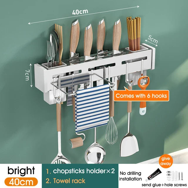 Organizador de Cocina Decorbites™: Estante de Almacenamiento Multifuncional para Cuchillos y Palillos Montado en la Pared