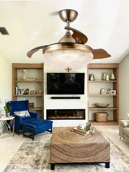 DecorBites™ Brushed Copper LED Ceiling Fan with Remote Control - 6 Speeds