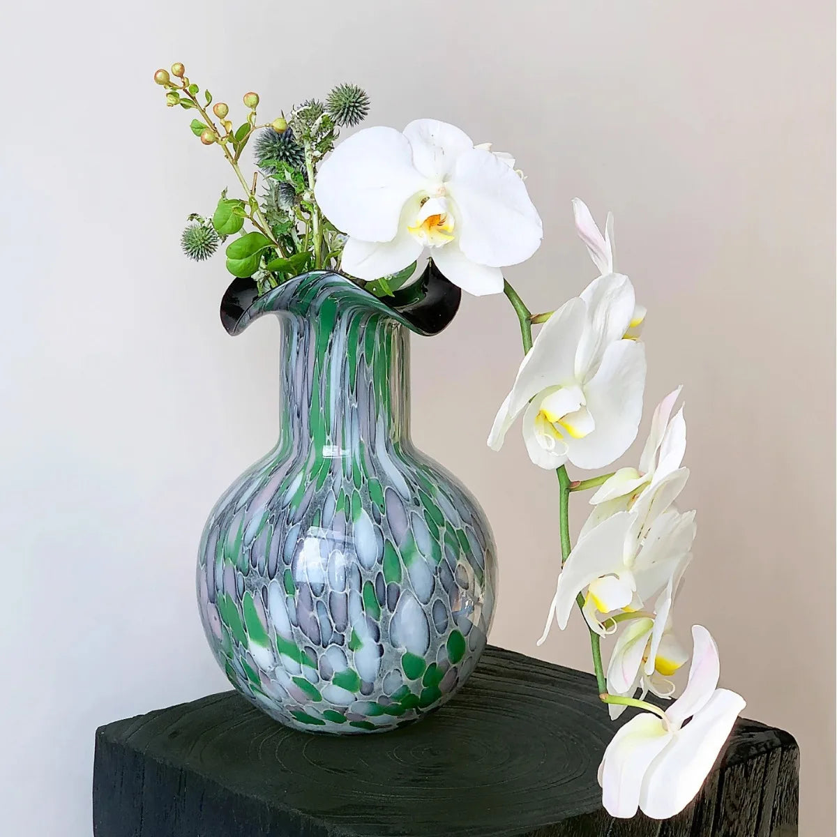 DecorBites™ Handmade Glass Vase Pebble Marble Home Decoration Floral Arrangement Accessories