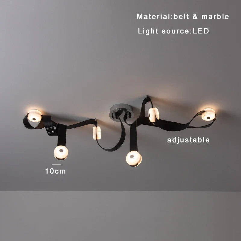 DecorBites™ Leather Marble Ceiling Pendant Lights - Adjustable Hanging Lamp for Dining Room & Bedroom