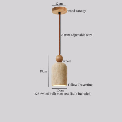 DecorBites™ Yellow Travertine LED Pendant Lights for Kitchen Island Bedroom Dining Table