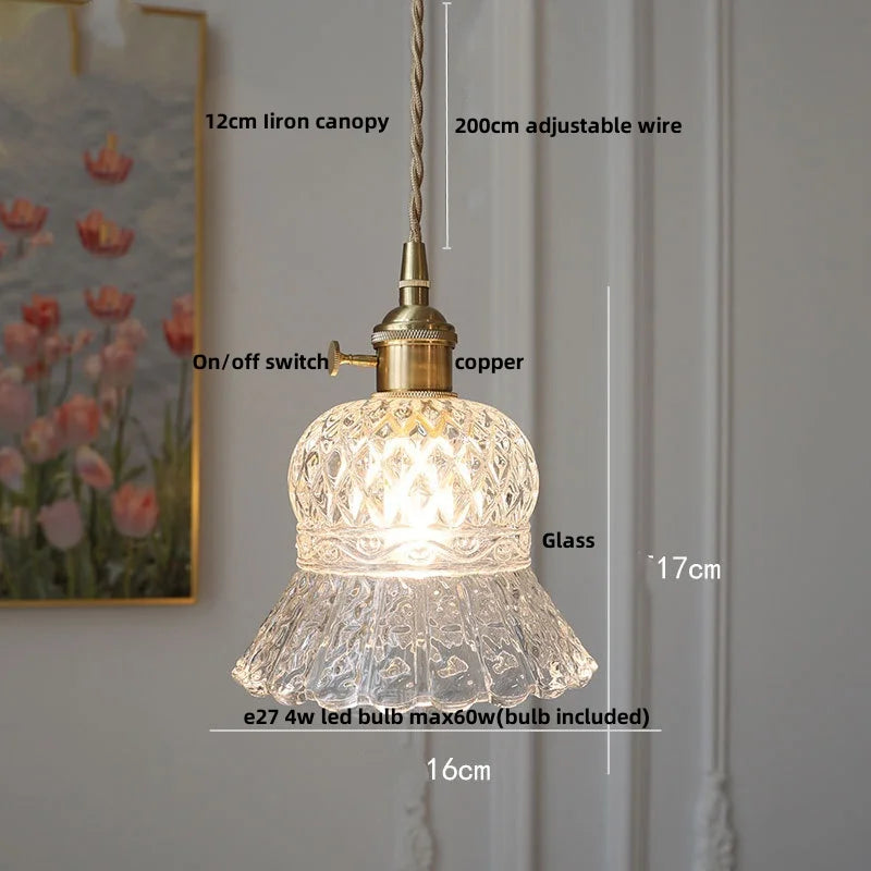 DecorBites™ Clear Glass Wire Pendant Light Fixture Nordic Modern Hanging Lamp