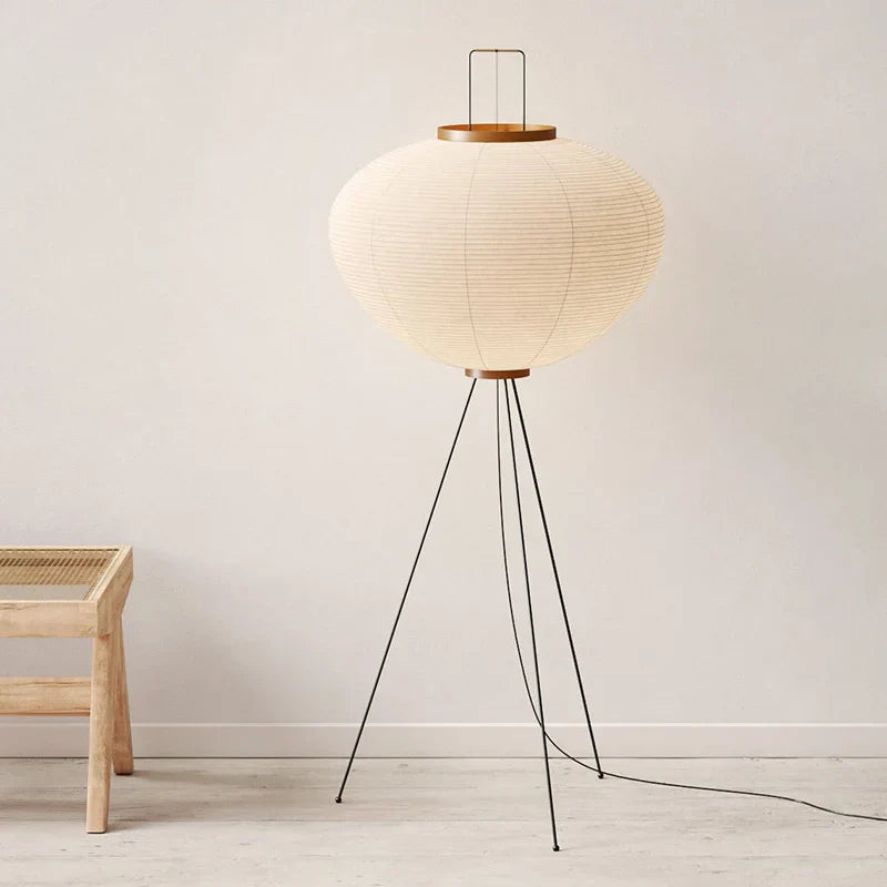 Lámpara de suelo de papel de arroz Wabi Sabi hecha a mano Decorbites™ para decoración de hogar vintage nórdico