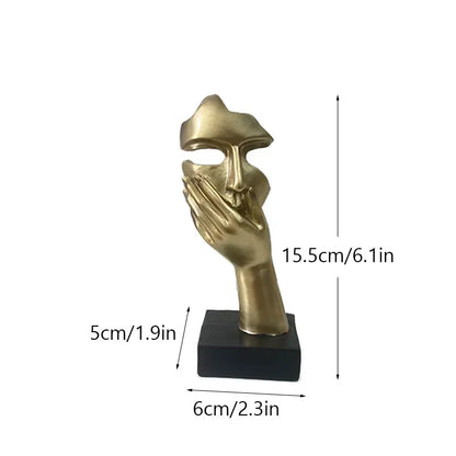 DecorBites™ Golden Abstract Mask Statue 16cm Art Figure Thinker for Home Office Decor