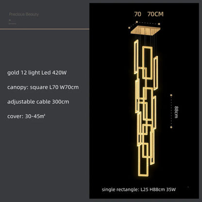 Lámpara colgante LED de cristal DecorBites™: Iluminación moderna y lujosa para escaleras