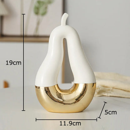 DecorBites™ Gold Apple Pear Statue Ceramic Ornaments Desk Decoration Modern Crafts Sculpture