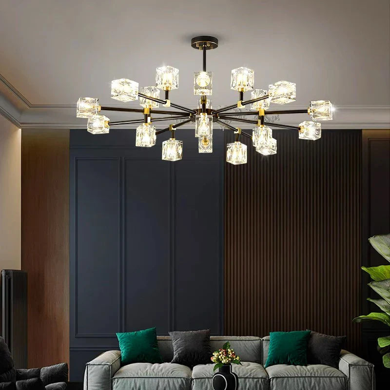 DecorBites™ Crystal Chandelier: Luxury Living Room & Bedroom Pendant Light
