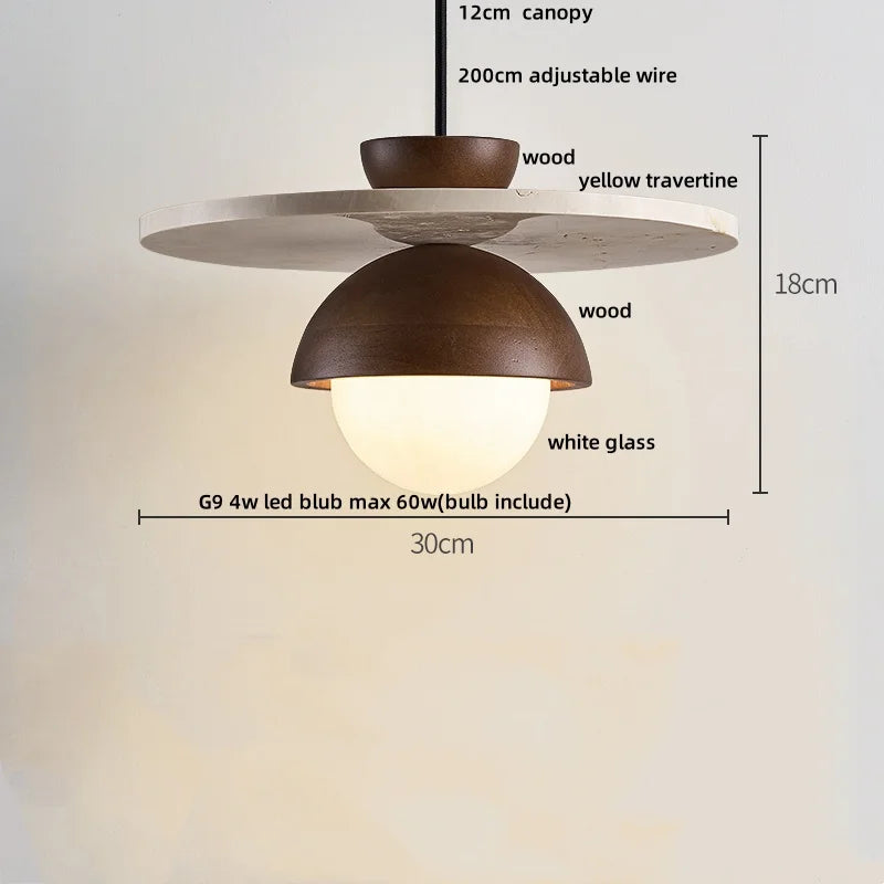 DecorBites™ LED Wood Pendant Light Fixture Wabi Sabi Hang Lamp for Living Room