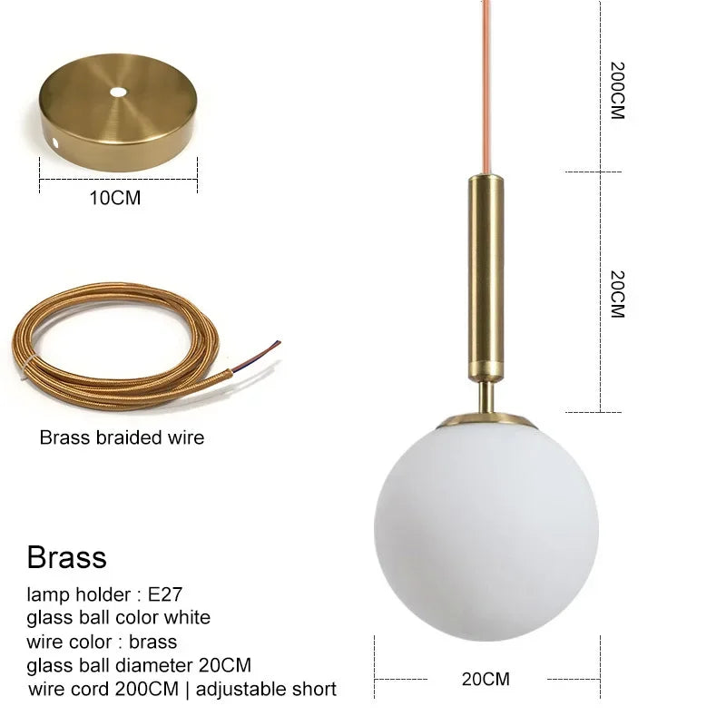 Lámpara colgante de bola de vidrio dorado Decorbites™ para decoración lujosa del comedor y dormitorio