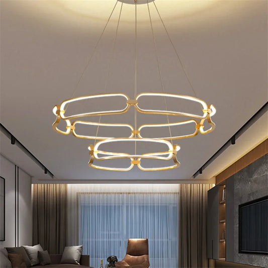 DecorBites™ Adara Luxury LED Chandelier: Modern Ring Light for Home Interior Decoration