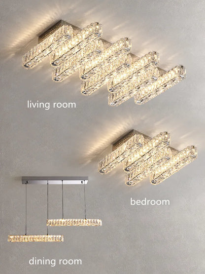 DecorBites™ Crystal Chandelier Lights for Living Dining Bedroom LED Dimmable Lustre Lighting