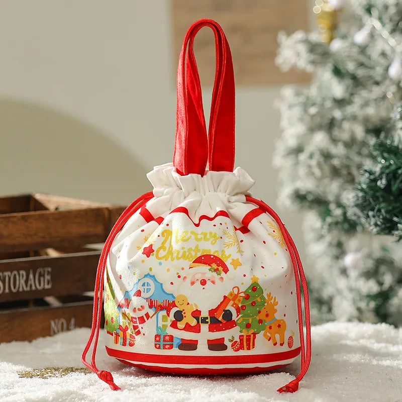 DecorBites™ Christmas Eve Apple Bag: Festive Handheld Gift Bag for Santa Candy 和 Children