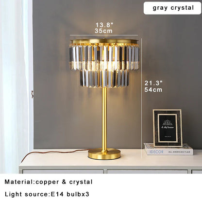 DecorBites™ Crystal Table Lamp Gray - Elegant Bedroom Nightstand Lighting