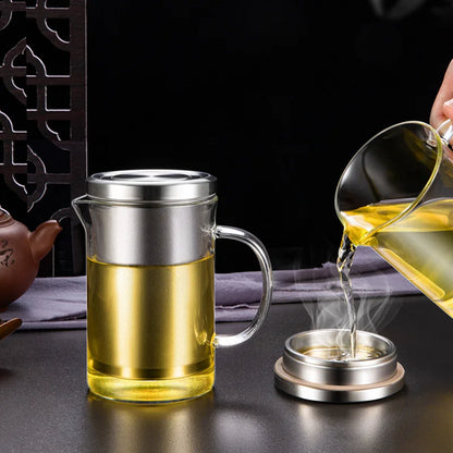 DecorBites™ Glass Tea Cup Infuser Set for Kung Fu Tea, Coffee, Liquor & More