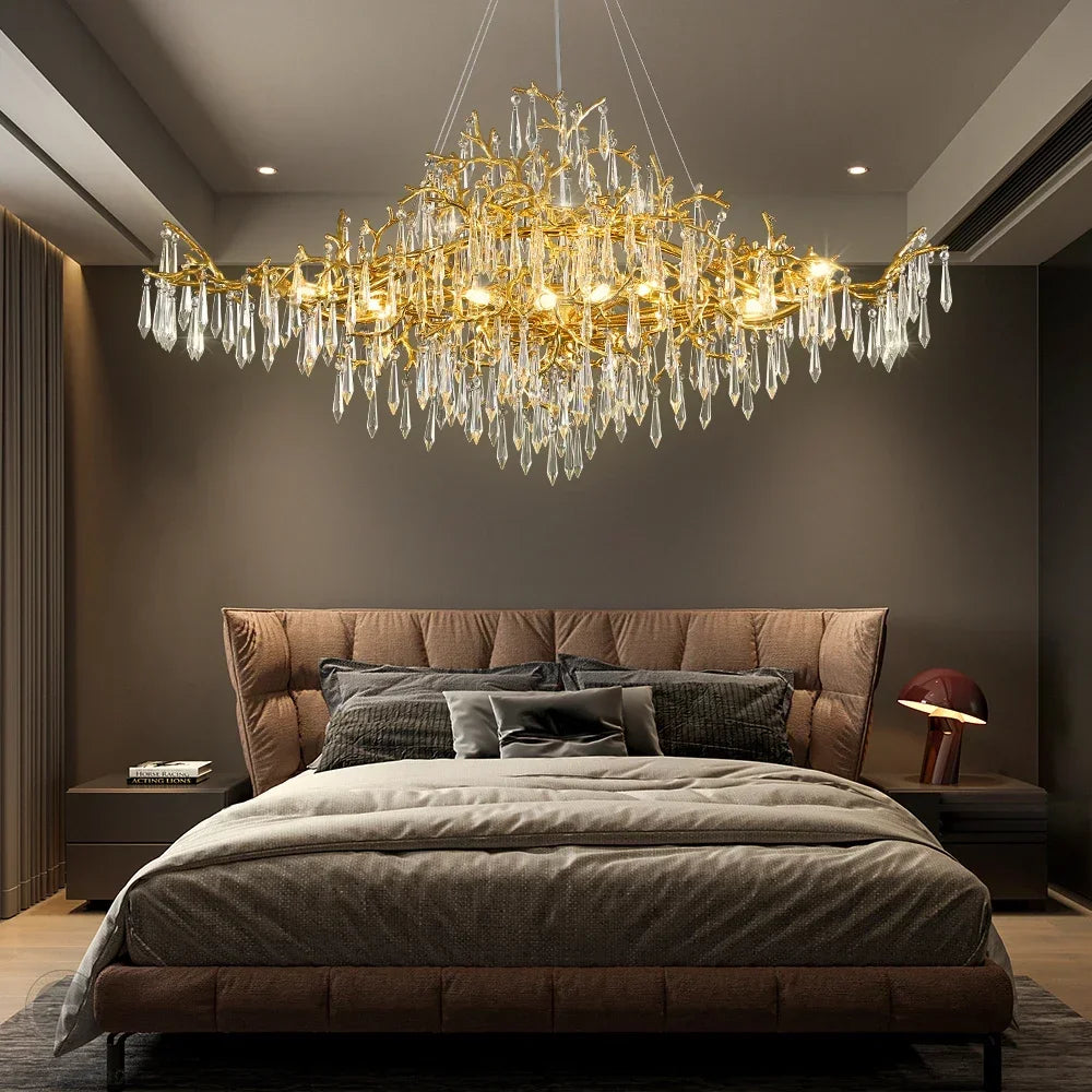 DecorBites™ Crystal Chandelier: Modern Luxury Long Light for Kitchen, Dining, Living, and Bedroom