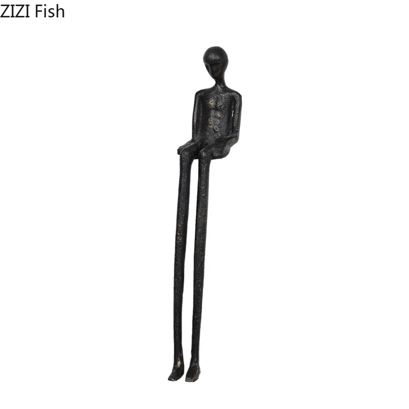 DecorBites™ Black Character Metal Statue Desk Ornament Sculpture Home Decor Figure Artwork
