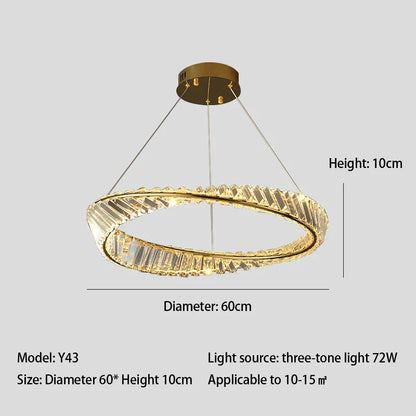 DecorBites™ Crystal LED Chandelier: Elegant Irregular Ring Pendant Light for Modern Home Decor