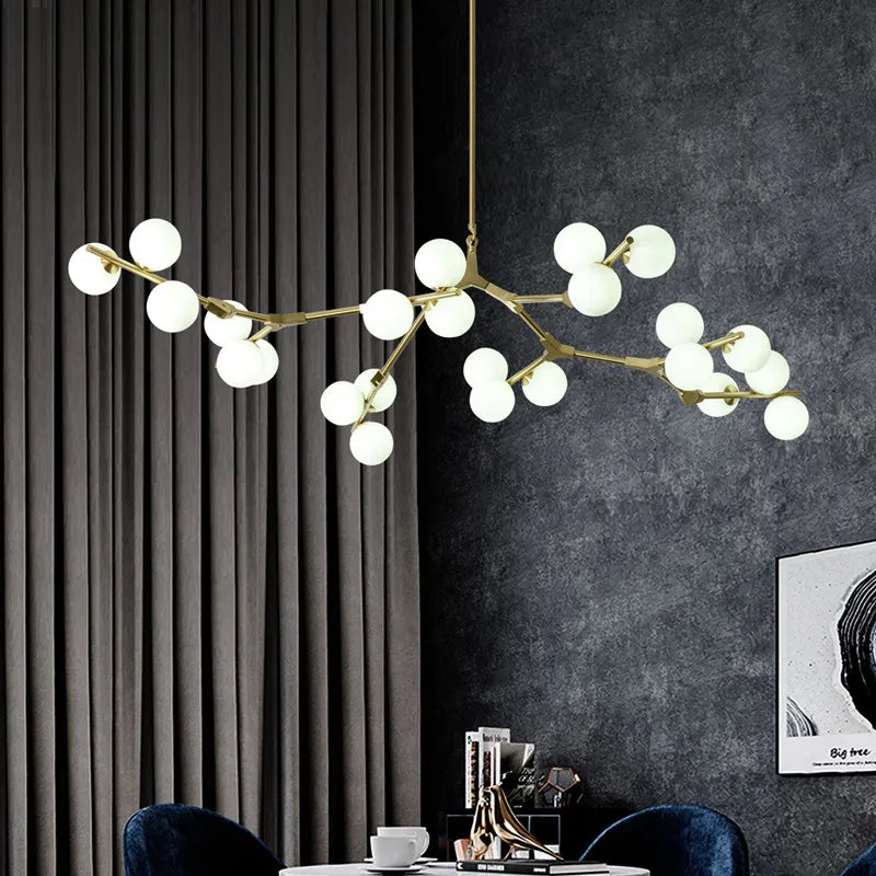 DecorBites™ Glass Balls LED Pendant Lights: Modern Branches Style Chandeliers for Living Room