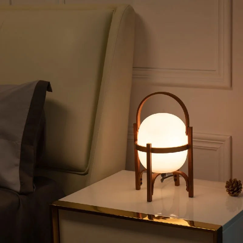Wood Frame Glass Lamp