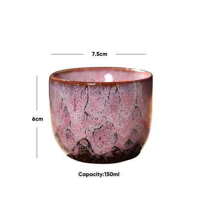 DecorBites™ Japanese Kiln Transformation Ceramic Tea Cup Espresso Coffee Mug Pottery Kung Fu Teacup