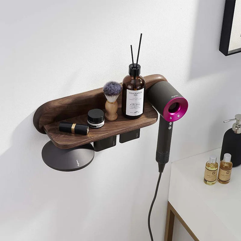 DecorBites™ Hair Dryer Holder: Wall Mount Beech Wood Rack for Dyson Supersonic Hair Dryer