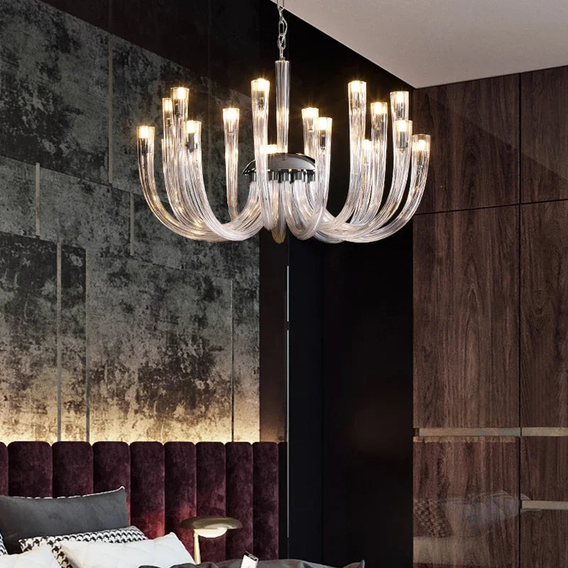 DecorBites™ Glass Chandelier LED Hanging Light for Living Room Bedroom Dining Room - 2024 Collection.