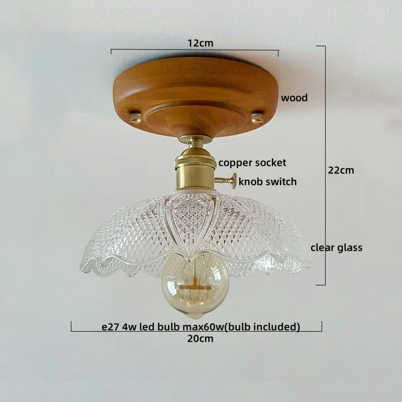 Decorbites™ Grüne Glas LED Deckenleuchte Nordisch Holz Kupfer Deckenlichter