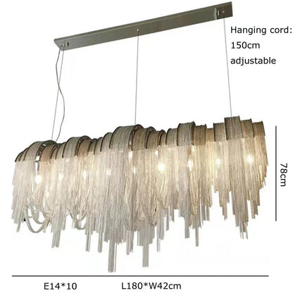 DecorBites™ Aluminum Chain Pendant Lights Postmodern Tassel Hanging Lamp for Dining Table