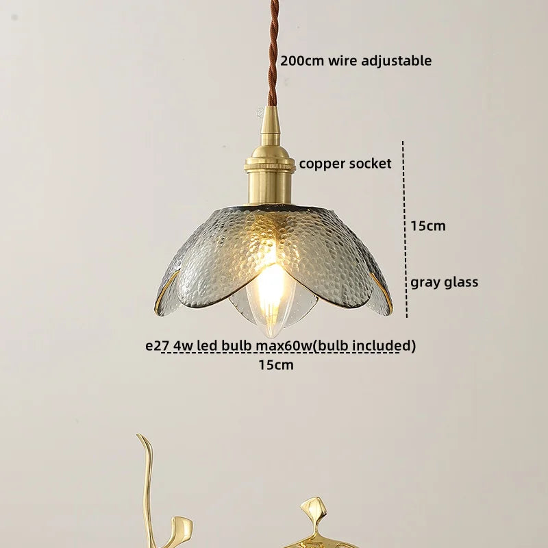 DecorBites™ Glass Copper LED Hanging Light: Nordic Pendant Lamp, Living Room Bedroom Coffee Knob Switch
